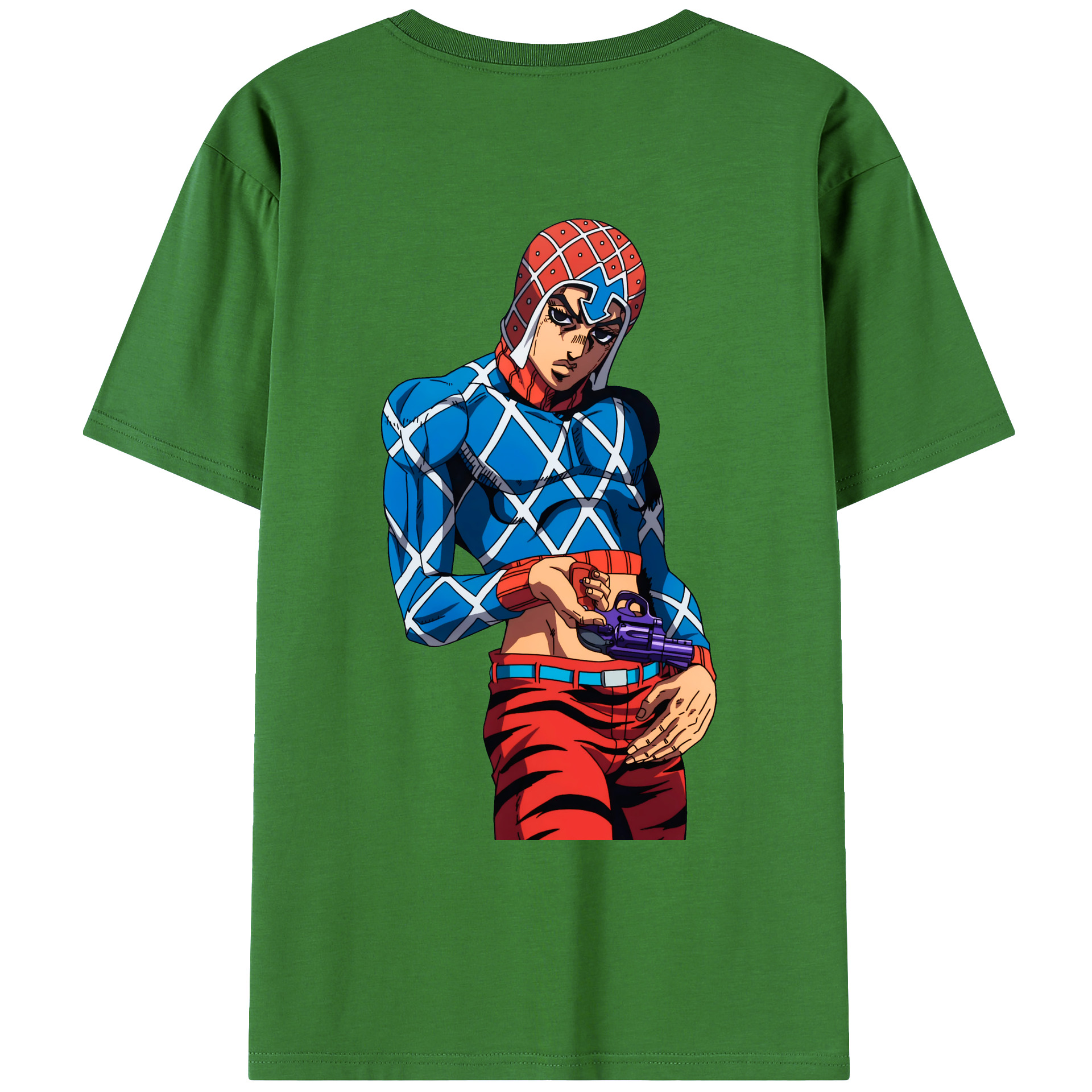 （画像用） ジョジョの奇妙な冒険 グイード?ミスタ JoJo's Bizarre Adventure Guido Mista レディース半袖Tシャツ(バックプリント)